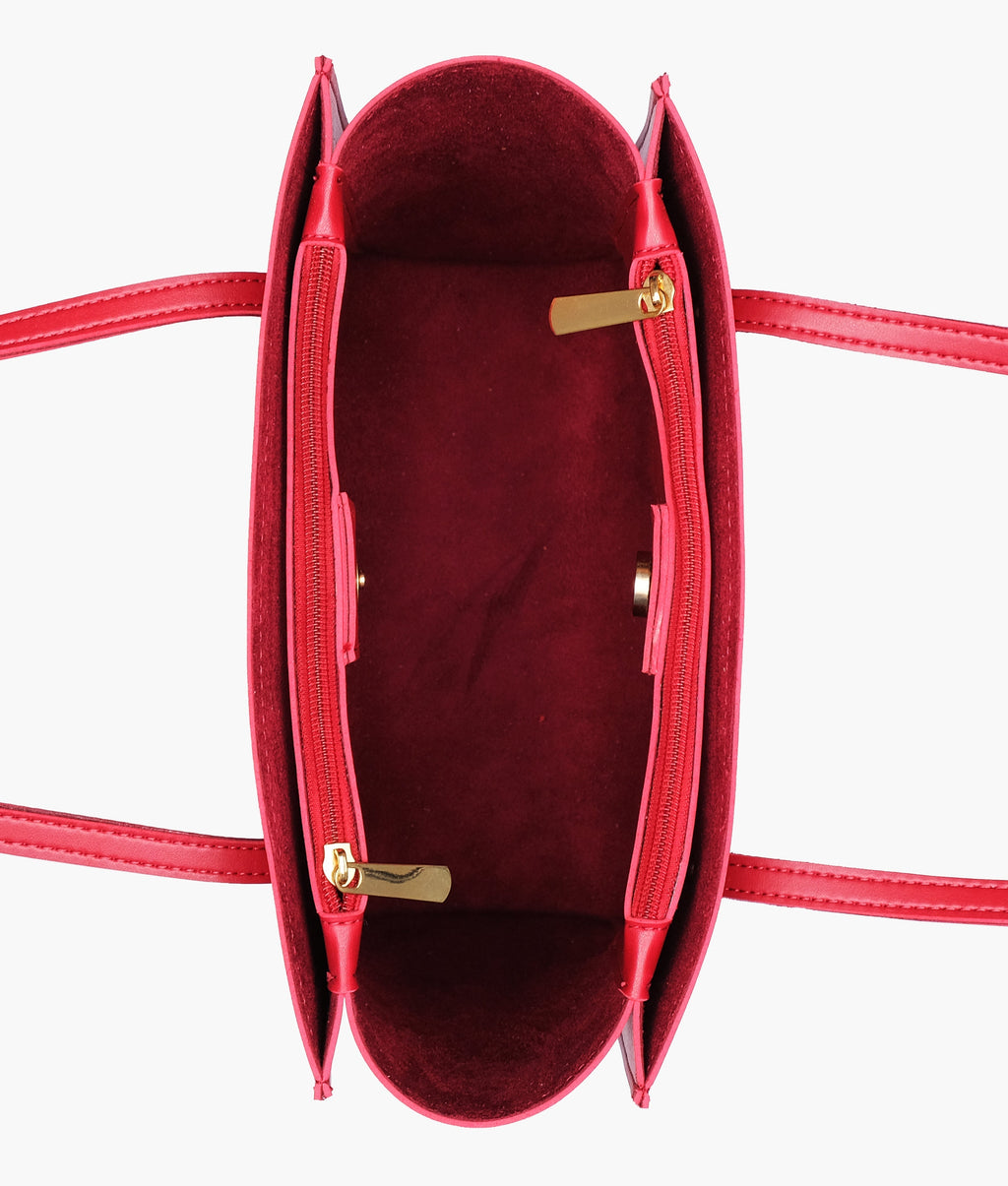 Maroon zipper shoulder bag with long handle