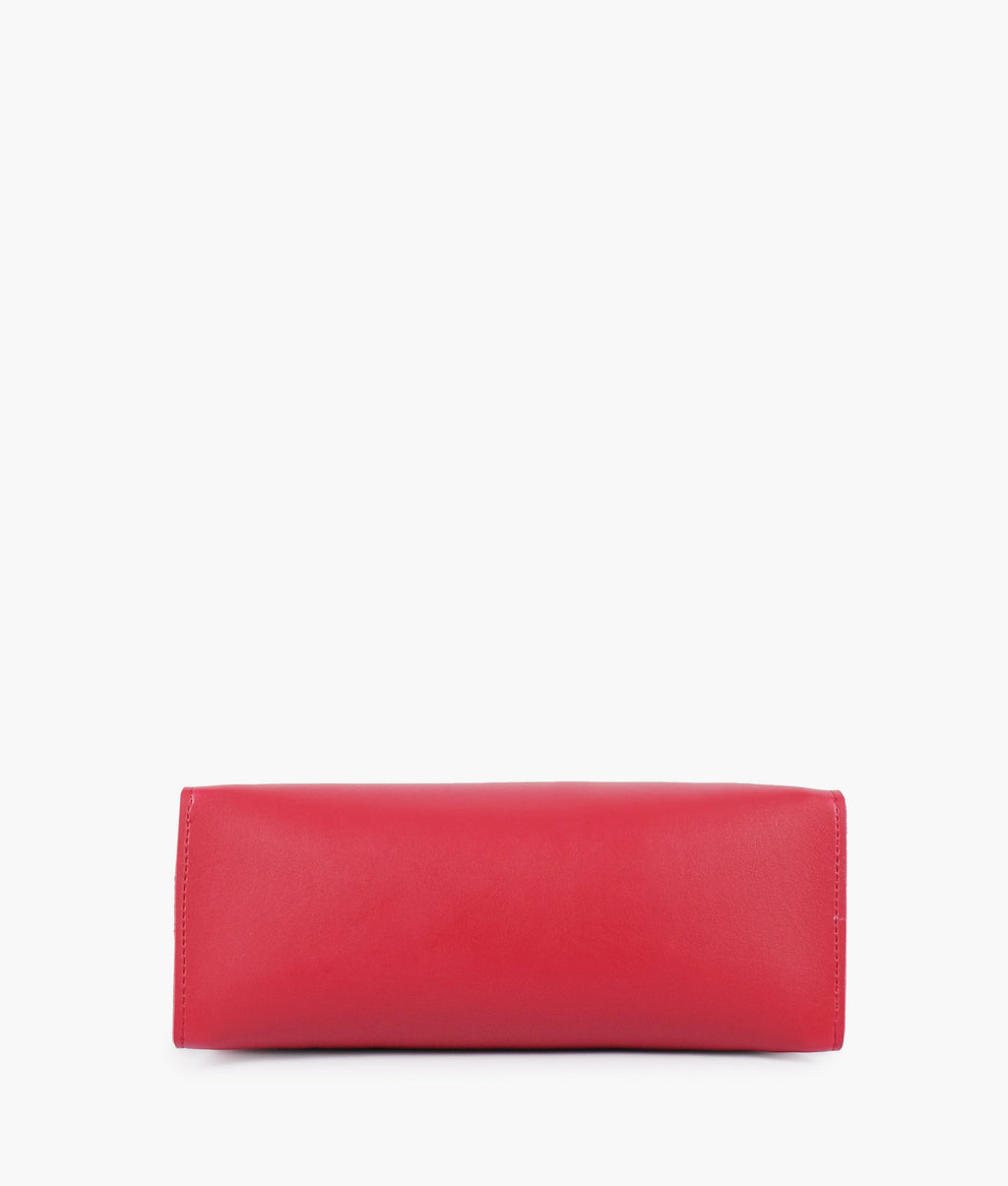 Maroon zipper shoulder bag with long handle