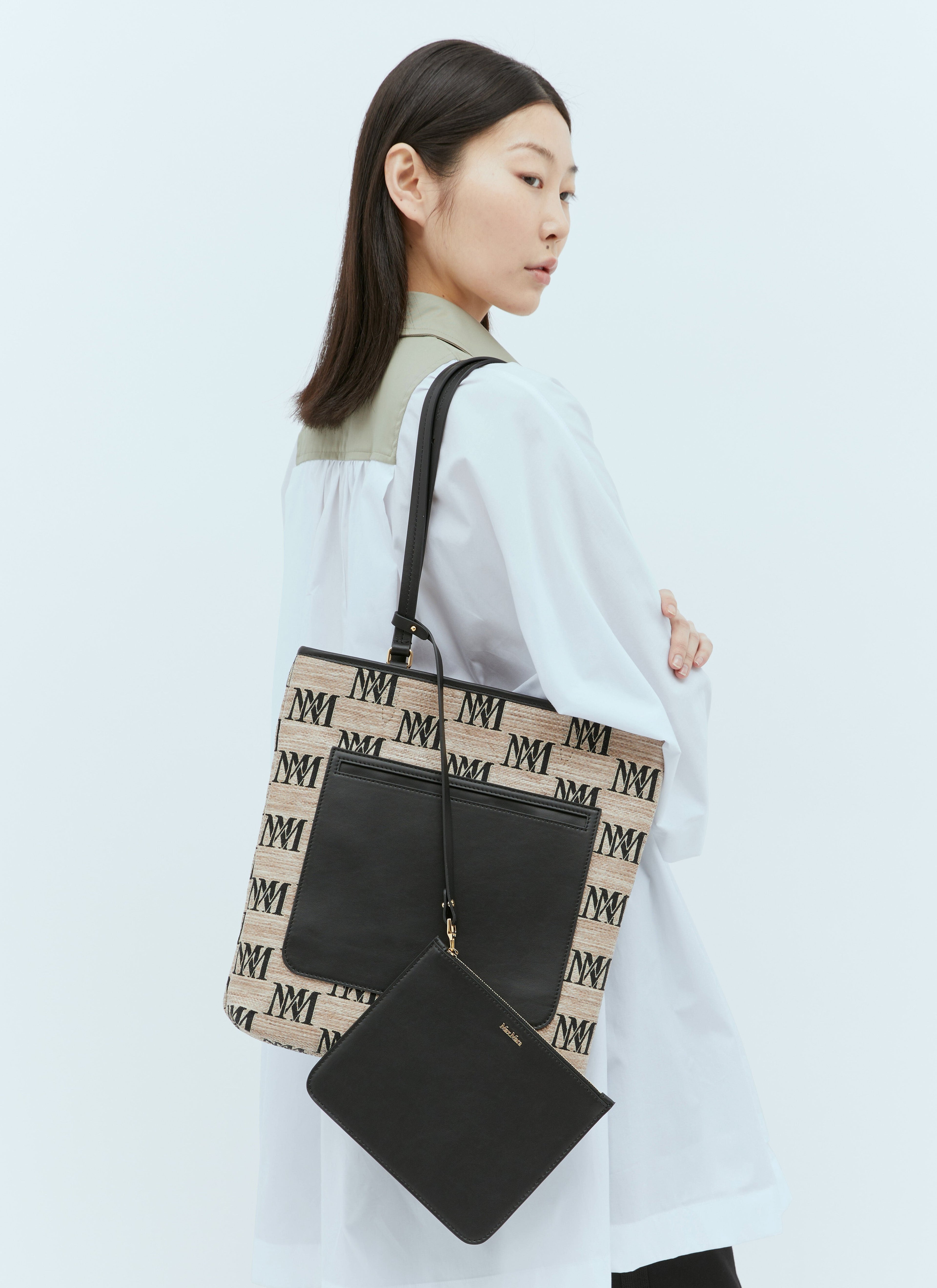 Max Mara Women Logo Embroidery Woven Tote Bag