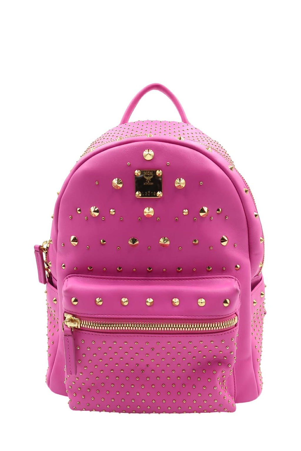 Studded Leather Backpack Fuschia