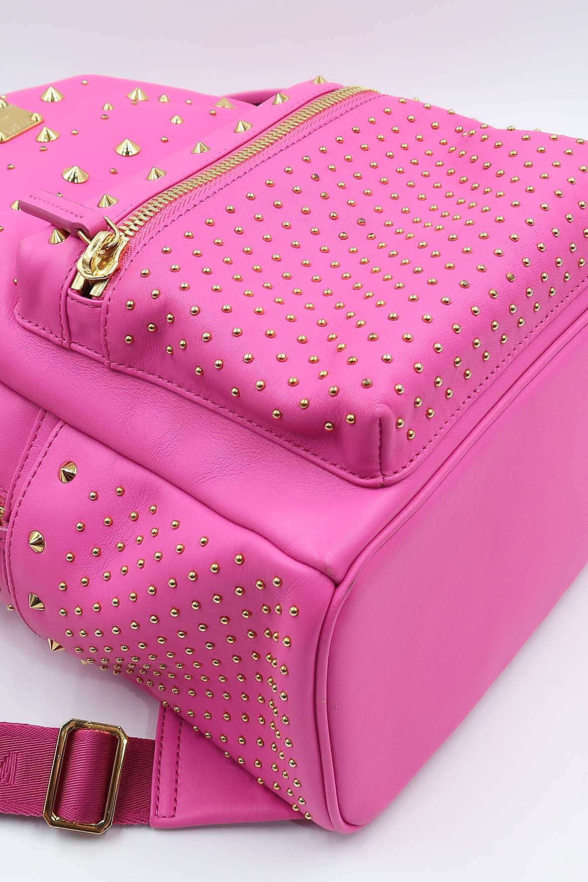 Studded Leather Backpack Fuschia
