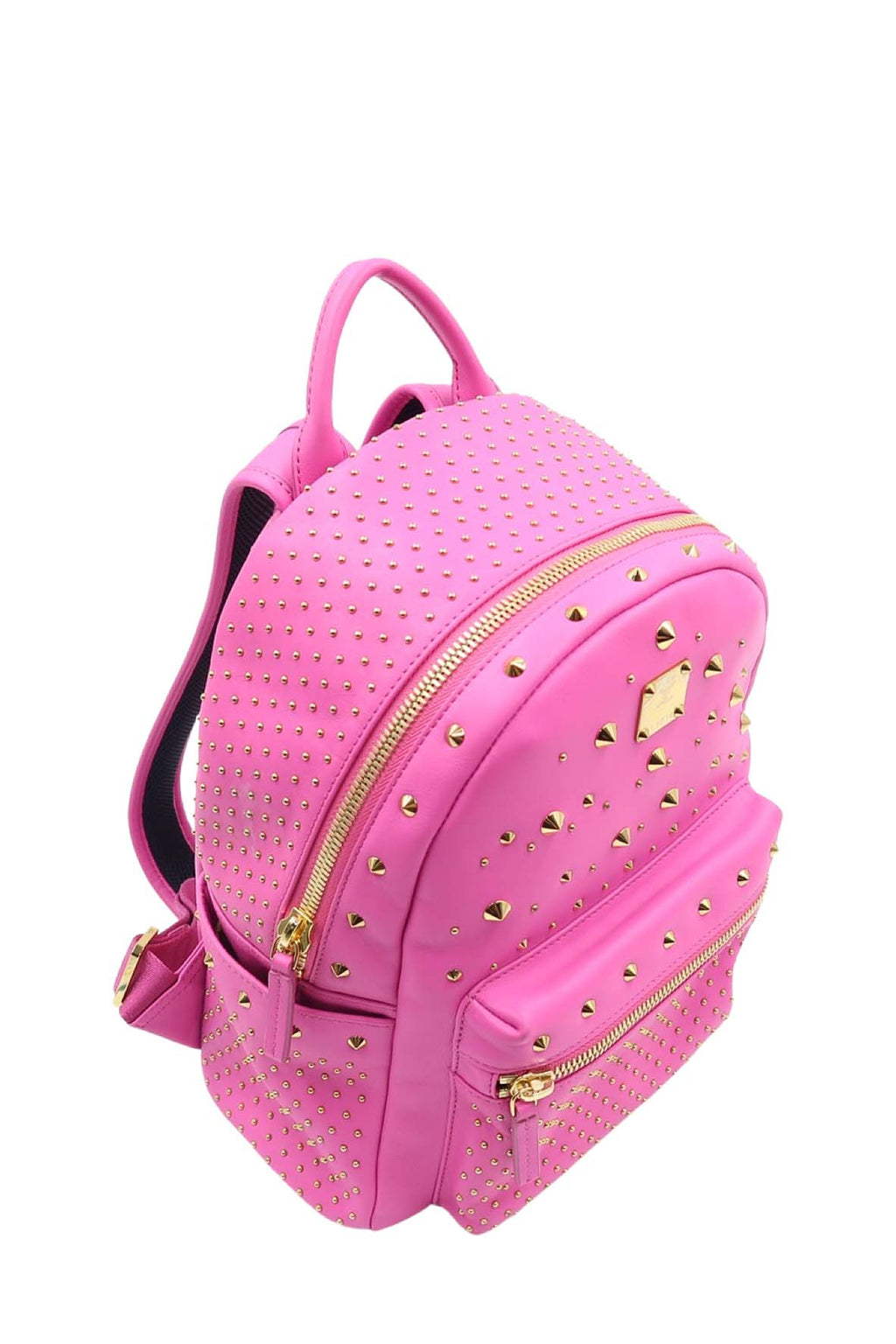 Studded Leather Backpack Fuschia