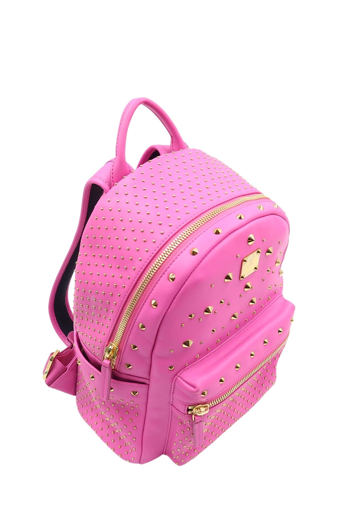 Studded Leather Backpack Fuschia
