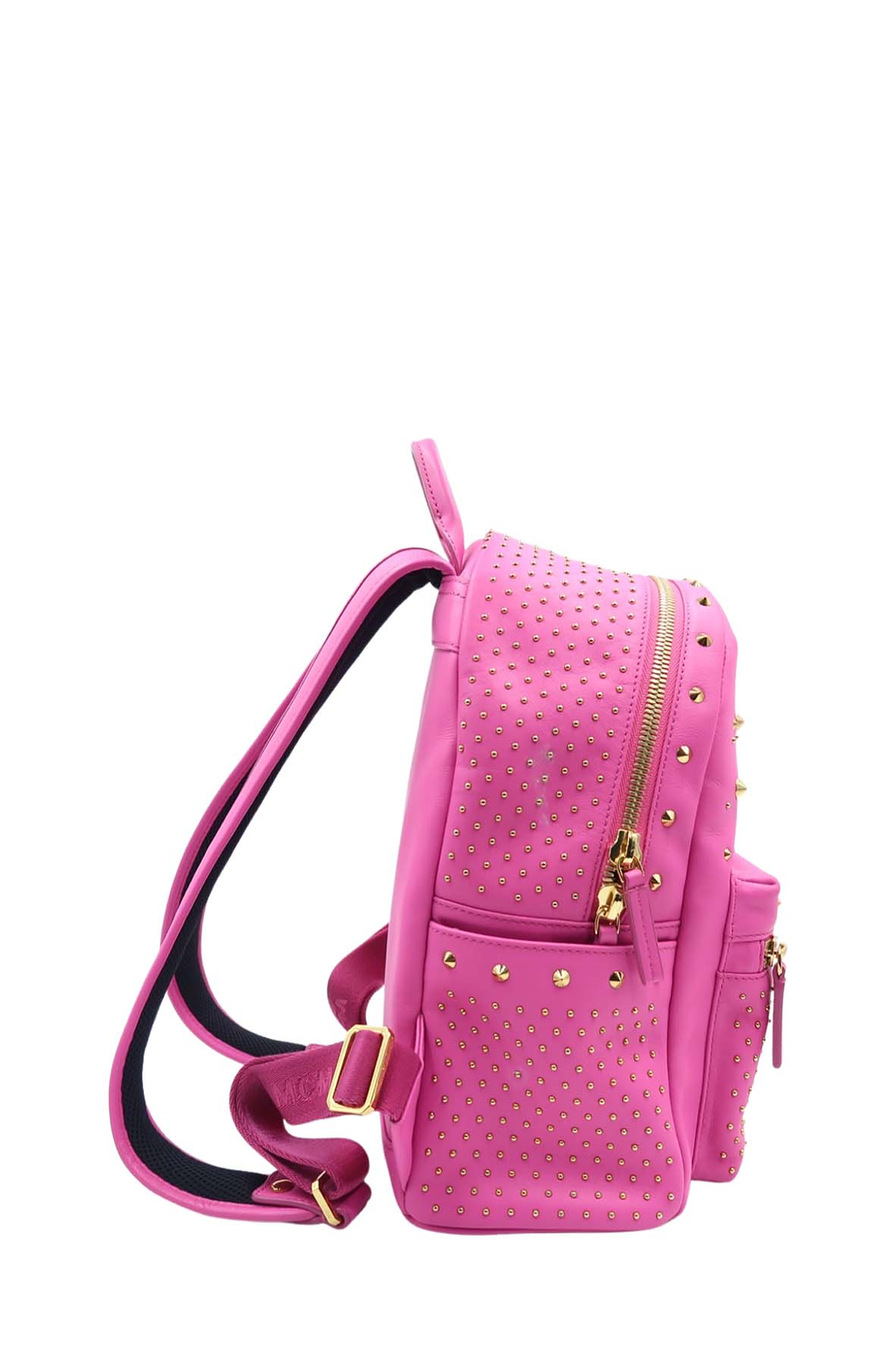 Studded Leather Backpack Fuschia