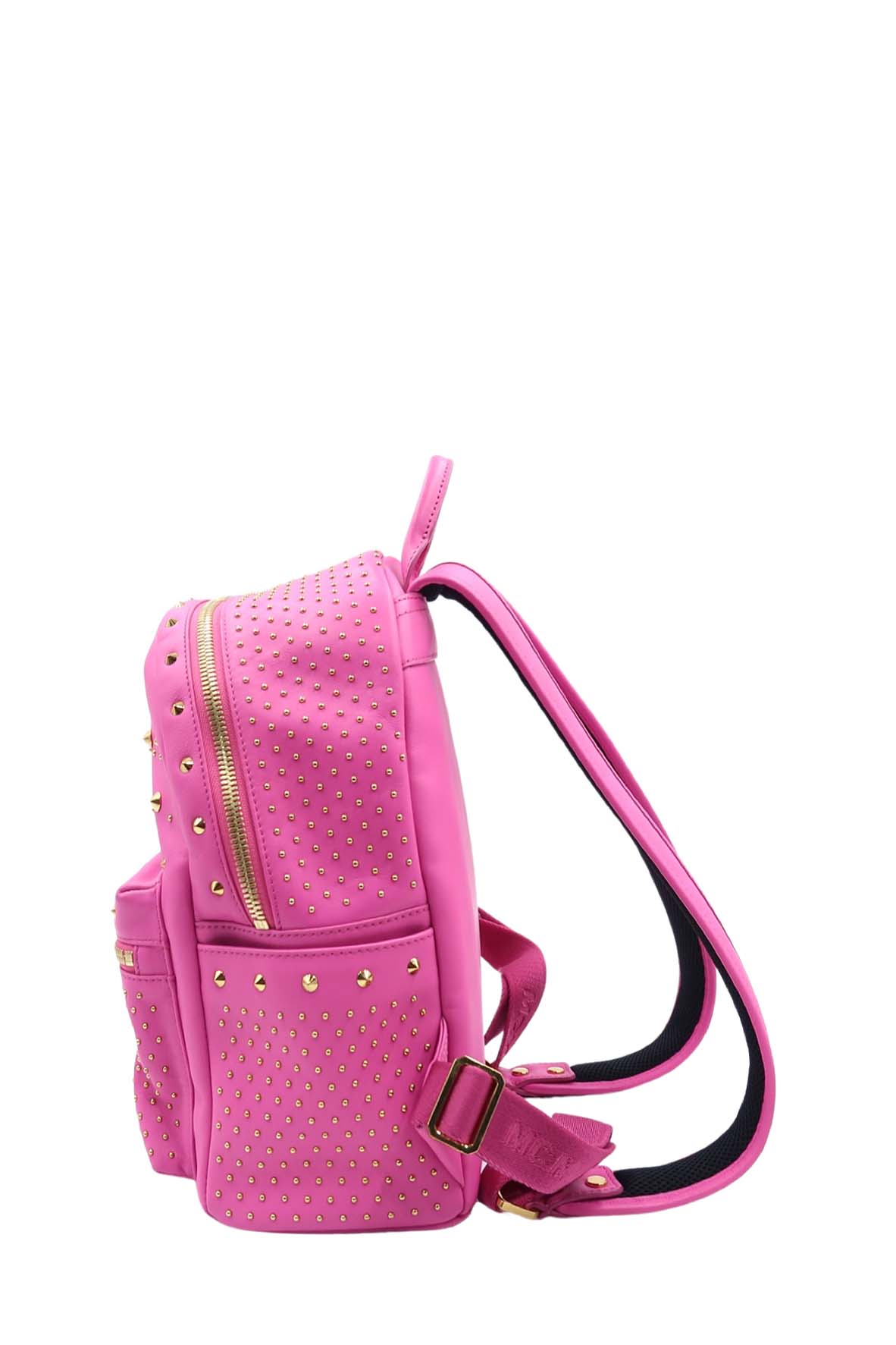 Studded Leather Backpack Fuschia