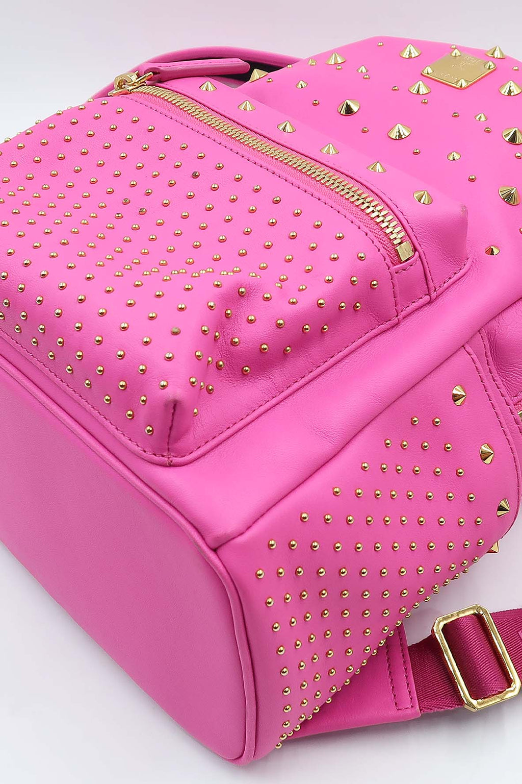 Studded Leather Backpack Fuschia