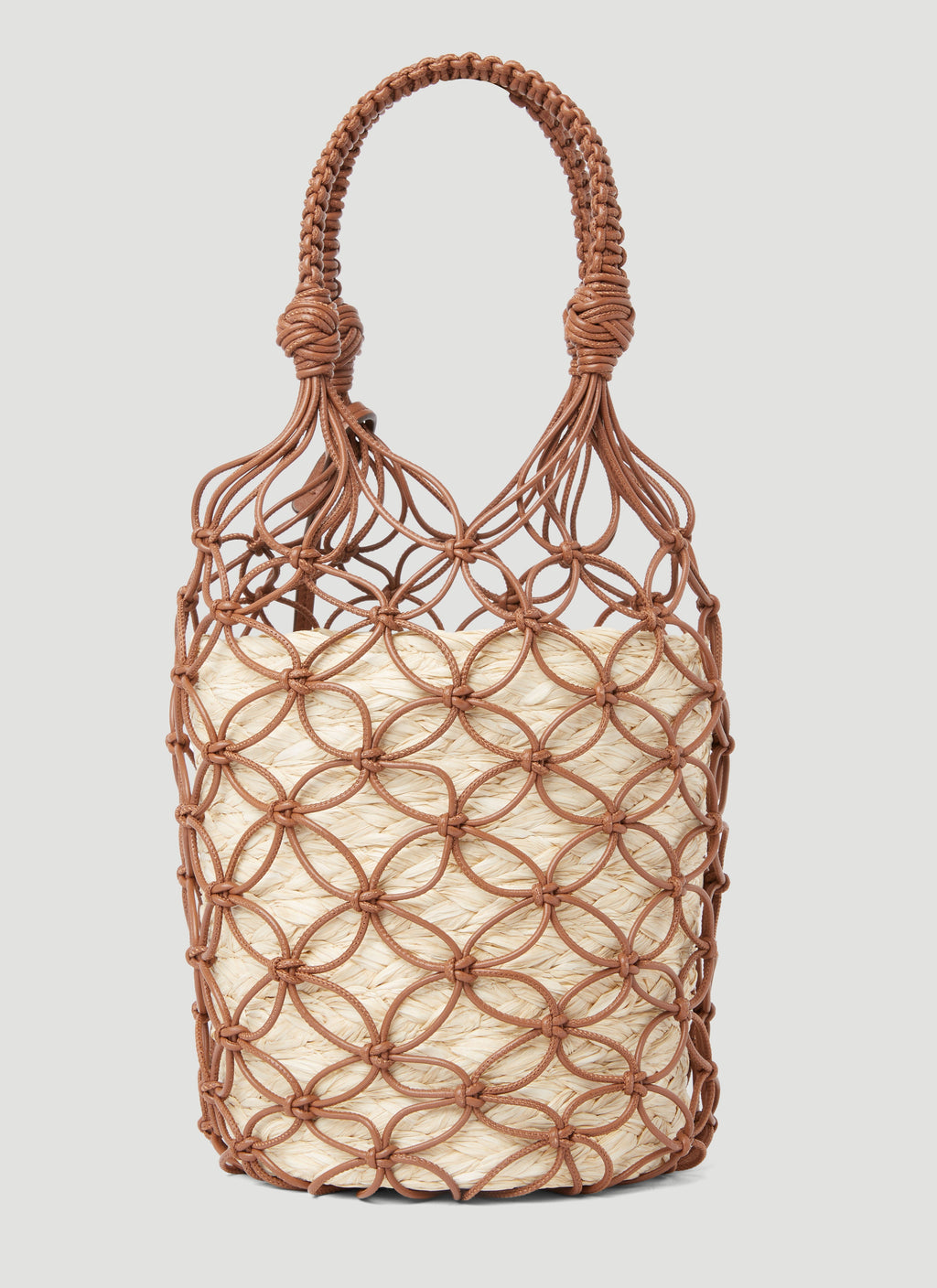 Miu Miu Women Leather Mesh And Straw Bucket Bag
