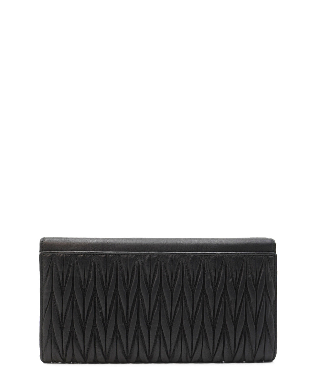 Matelasse Leather Flap Compact Wallet Black