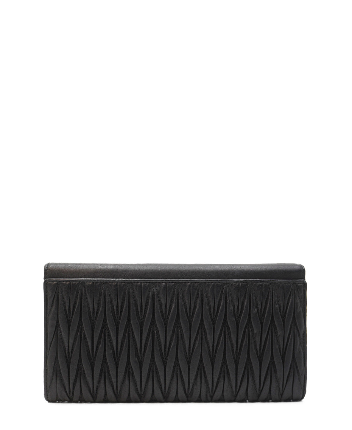 Matelasse Leather Flap Compact Wallet Black