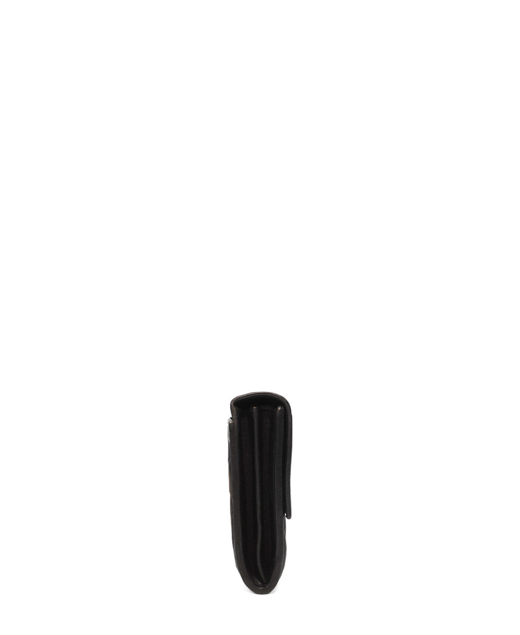 Matelasse Leather Flap Compact Wallet Black