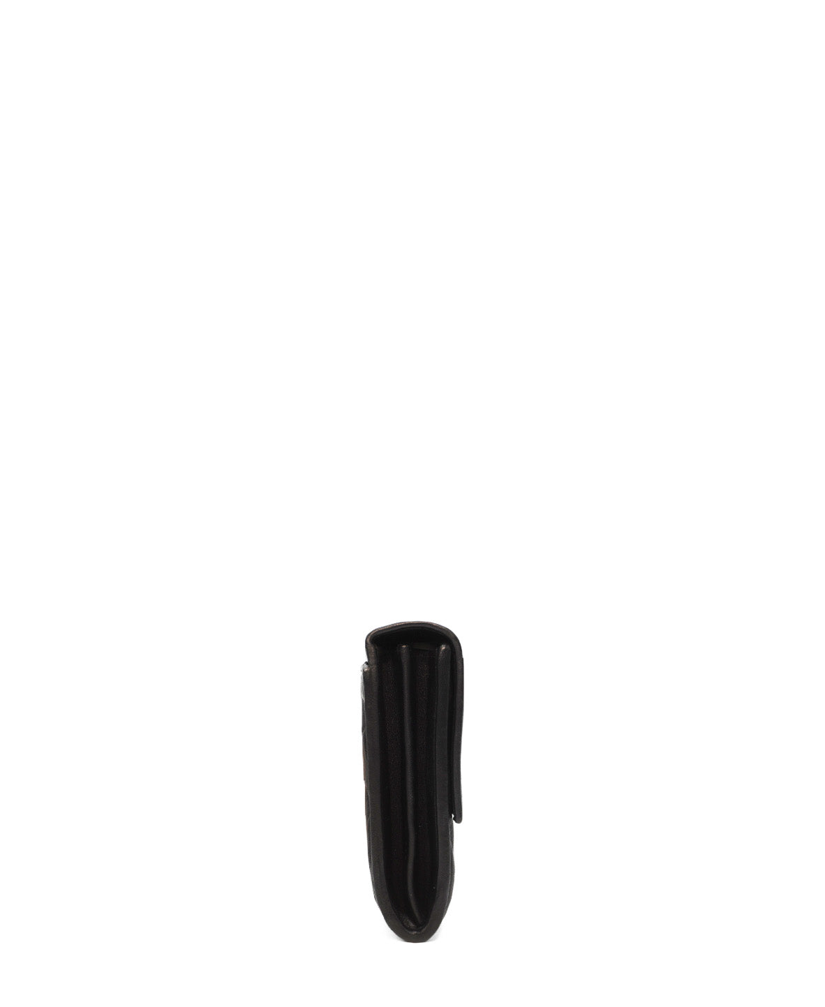 Matelasse Leather Flap Compact Wallet Black