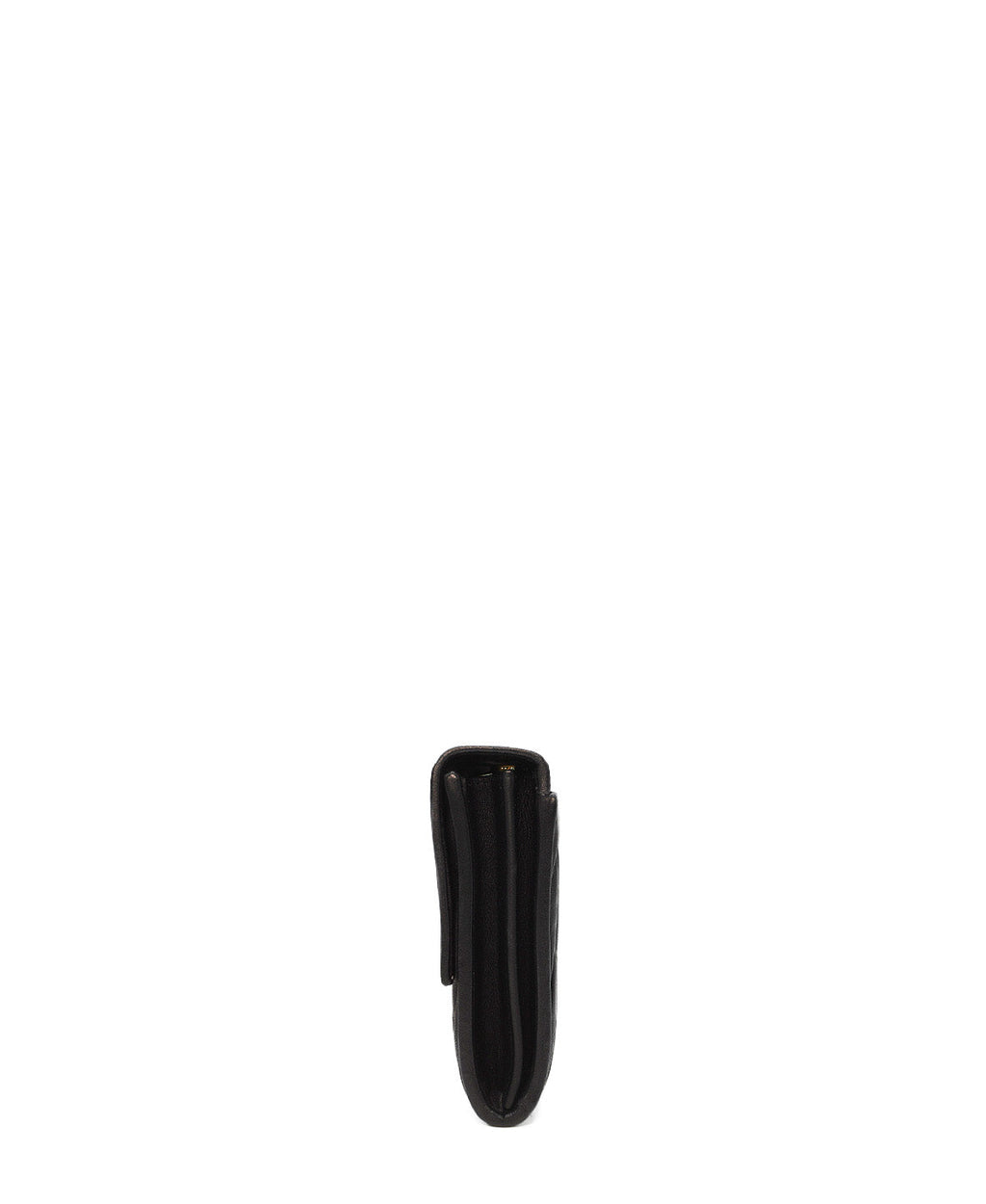 Matelasse Leather Flap Compact Wallet Black