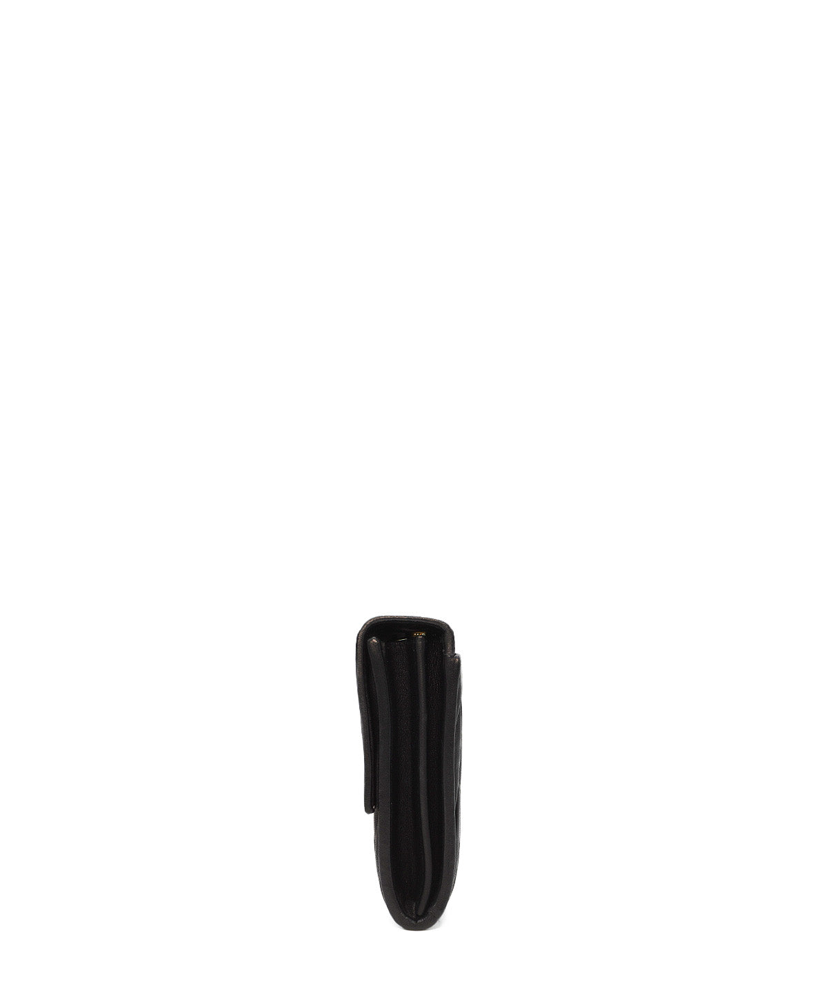 Matelasse Leather Flap Compact Wallet Black