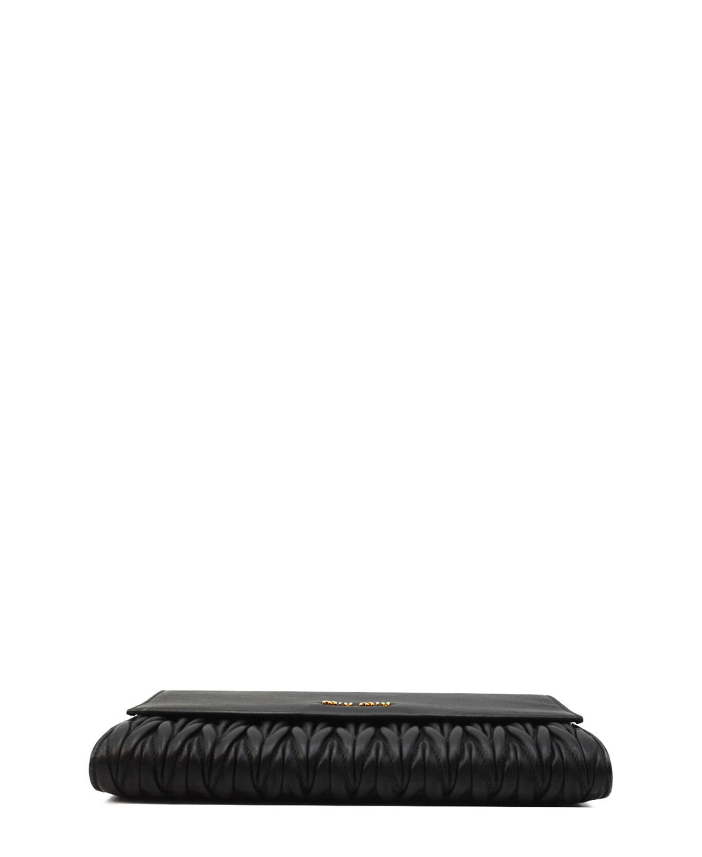 Matelasse Leather Flap Compact Wallet Black