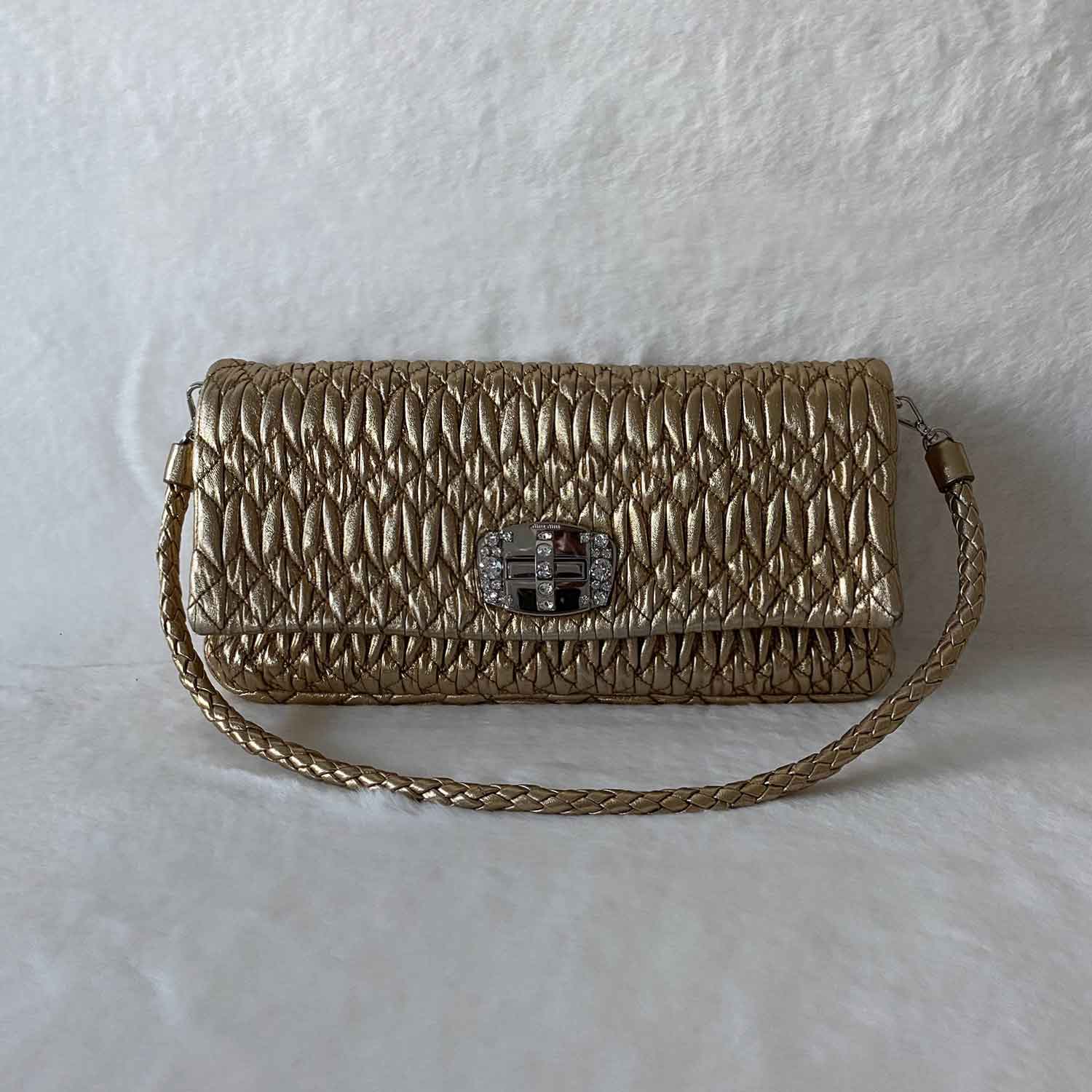 Miu Miu Crystal Embellished MatelassÃƒÆ’Ã‚Â© Shoulder Bag