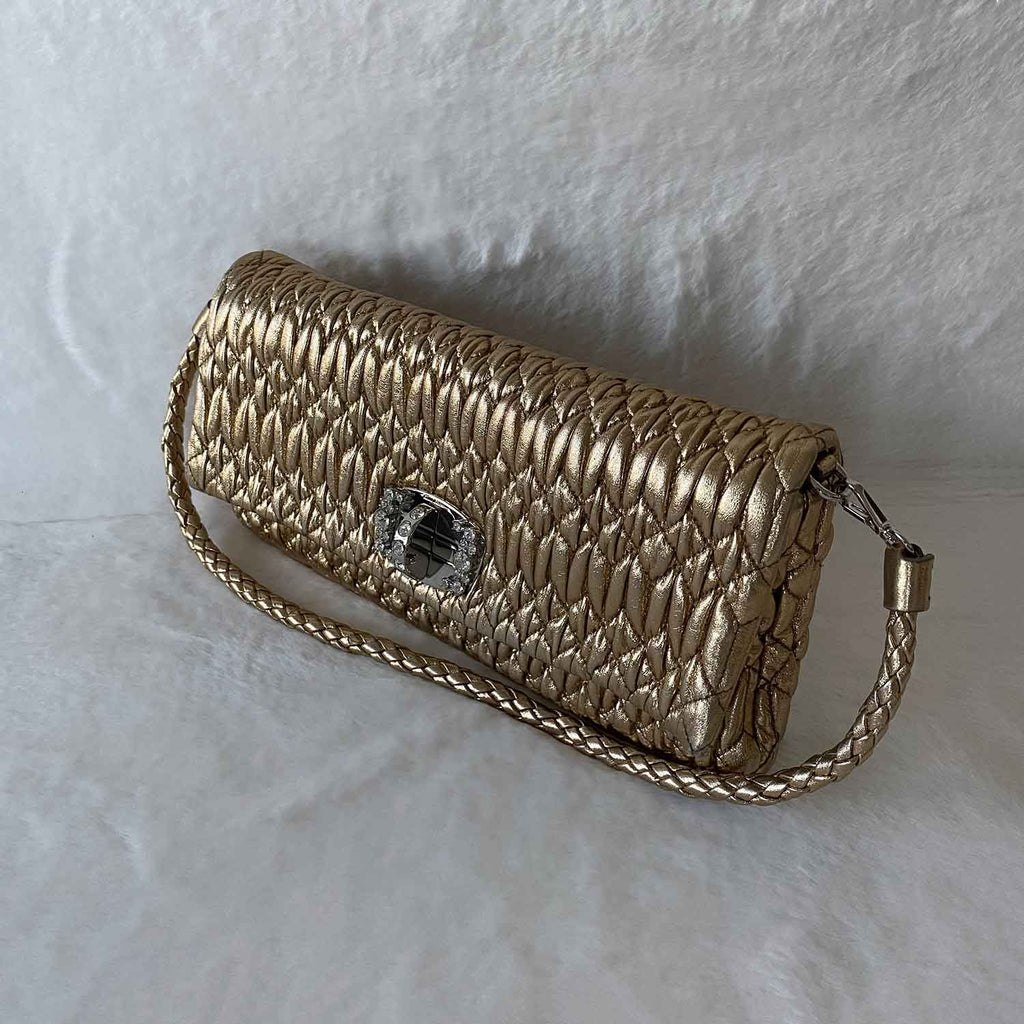 Miu Miu Crystal Embellished MatelassÃƒÆ’Ã‚Â© Shoulder Bag
