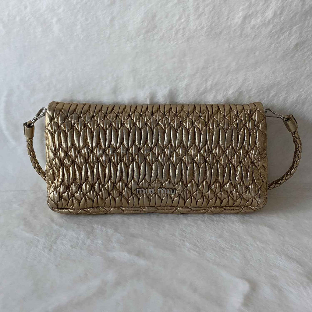 Miu Miu Crystal Embellished MatelassÃƒÆ’Ã‚Â© Shoulder Bag