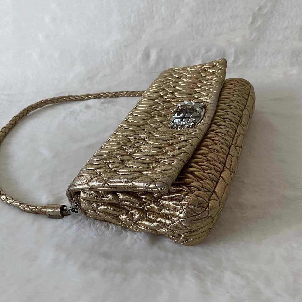Miu Miu Crystal Embellished MatelassÃƒÆ’Ã‚Â© Shoulder Bag