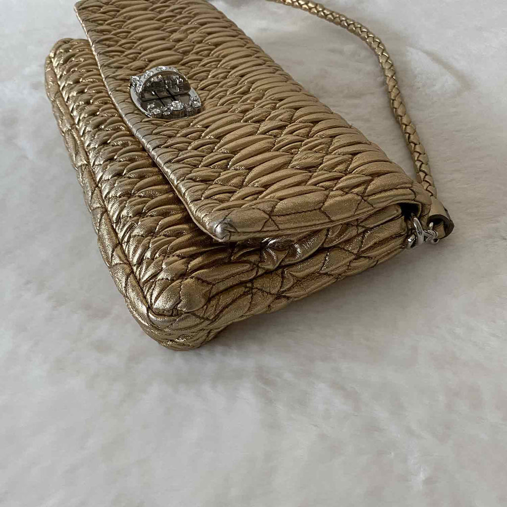 Miu Miu Crystal Embellished MatelassÃƒÆ’Ã‚Â© Shoulder Bag