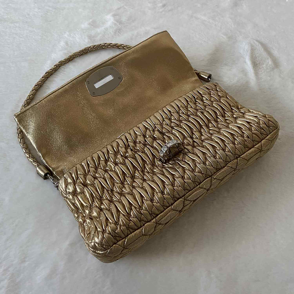 Miu Miu Crystal Embellished MatelassÃƒÆ’Ã‚Â© Shoulder Bag