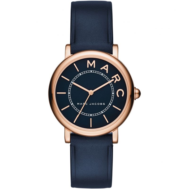 Ladies / Womens Mini Navy Blue Leather Marc Jacobs Designer Watch MJ1539
