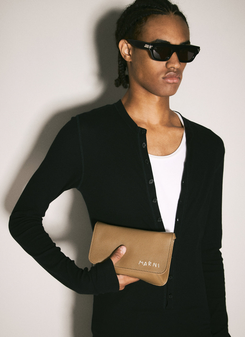 Marni Men Marni Mending Leather Shoulder Bag