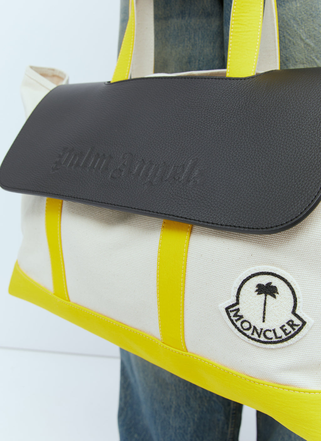 Moncler X Palm Angels Men Logo Patch Canvas Tote Bag