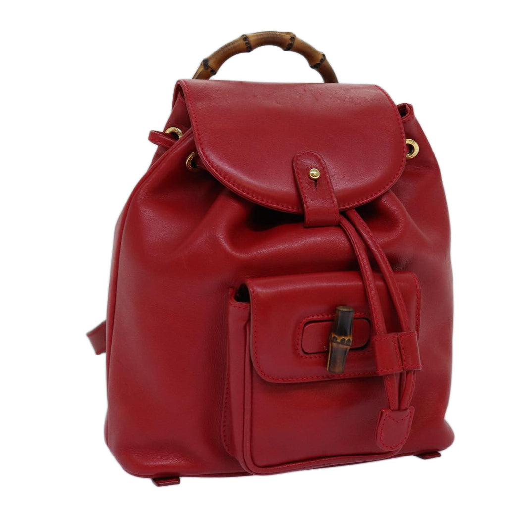 GUCCI Bamboo Backpack Leather Red 003 2852 0030 0 mr165