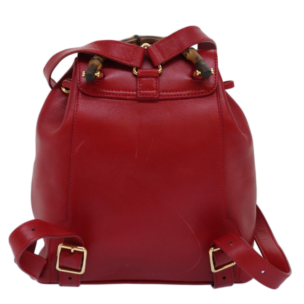 GUCCI Bamboo Backpack Leather Red 003 2852 0030 0 mr165