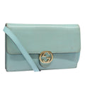 GUCCI Shoulder Wallet Leather Light Blue 369664 mr248