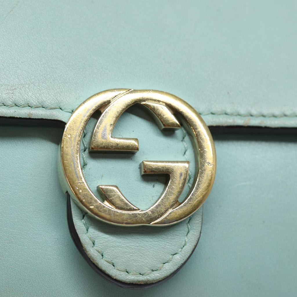 GUCCI Shoulder Wallet Leather Light Blue 369664 mr248
