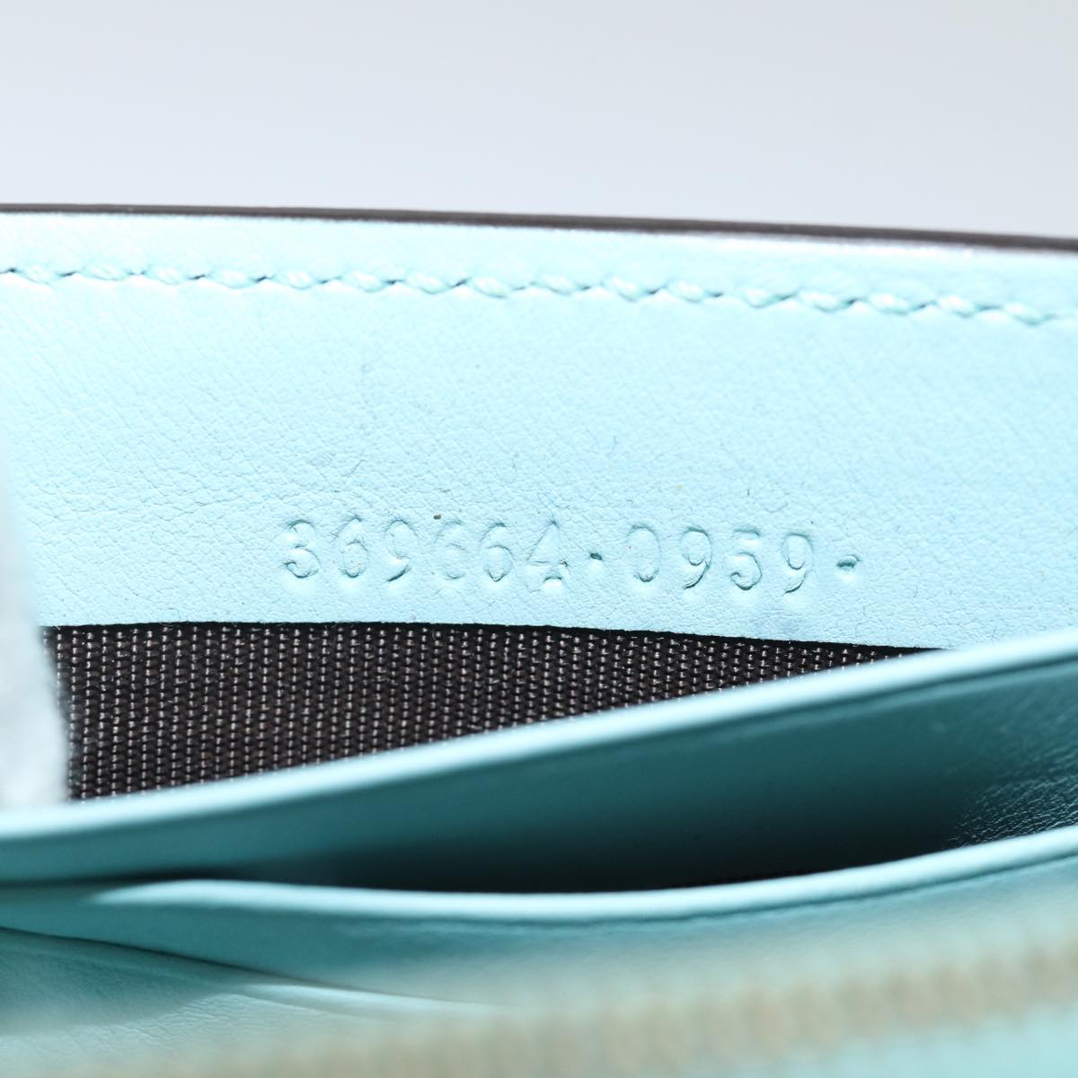 GUCCI Shoulder Wallet Leather Light Blue 369664 mr248