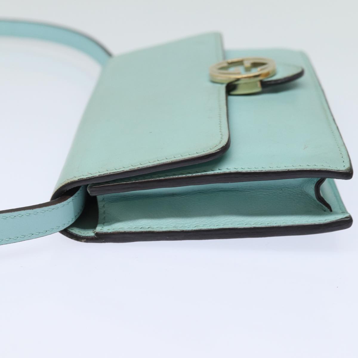 GUCCI Shoulder Wallet Leather Light Blue 369664 mr248