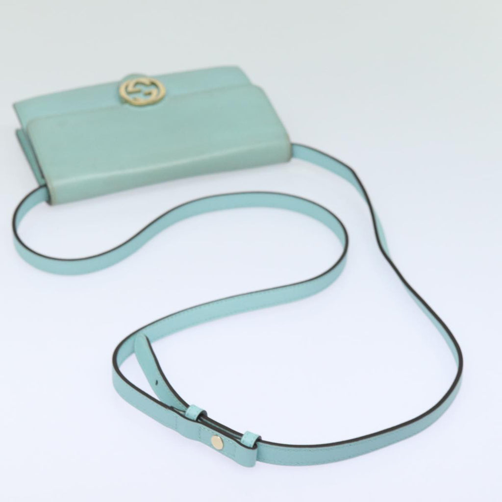GUCCI Shoulder Wallet Leather Light Blue 369664 mr248