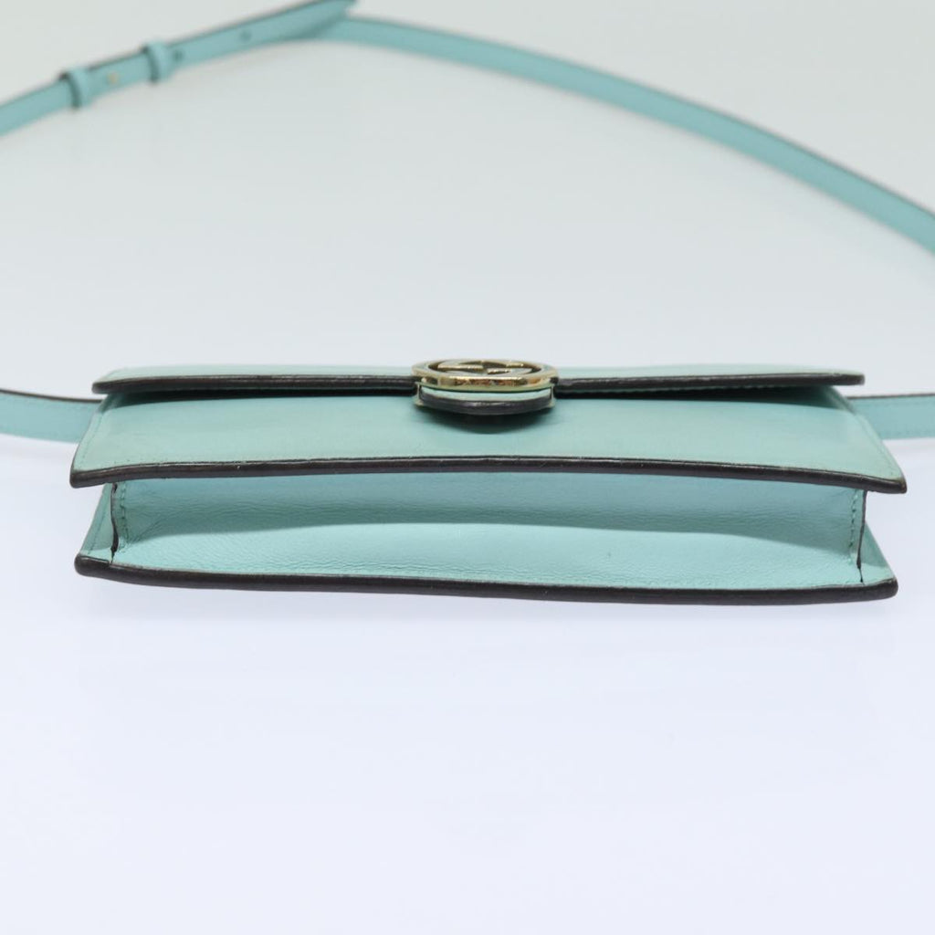 GUCCI Shoulder Wallet Leather Light Blue 369664 mr248