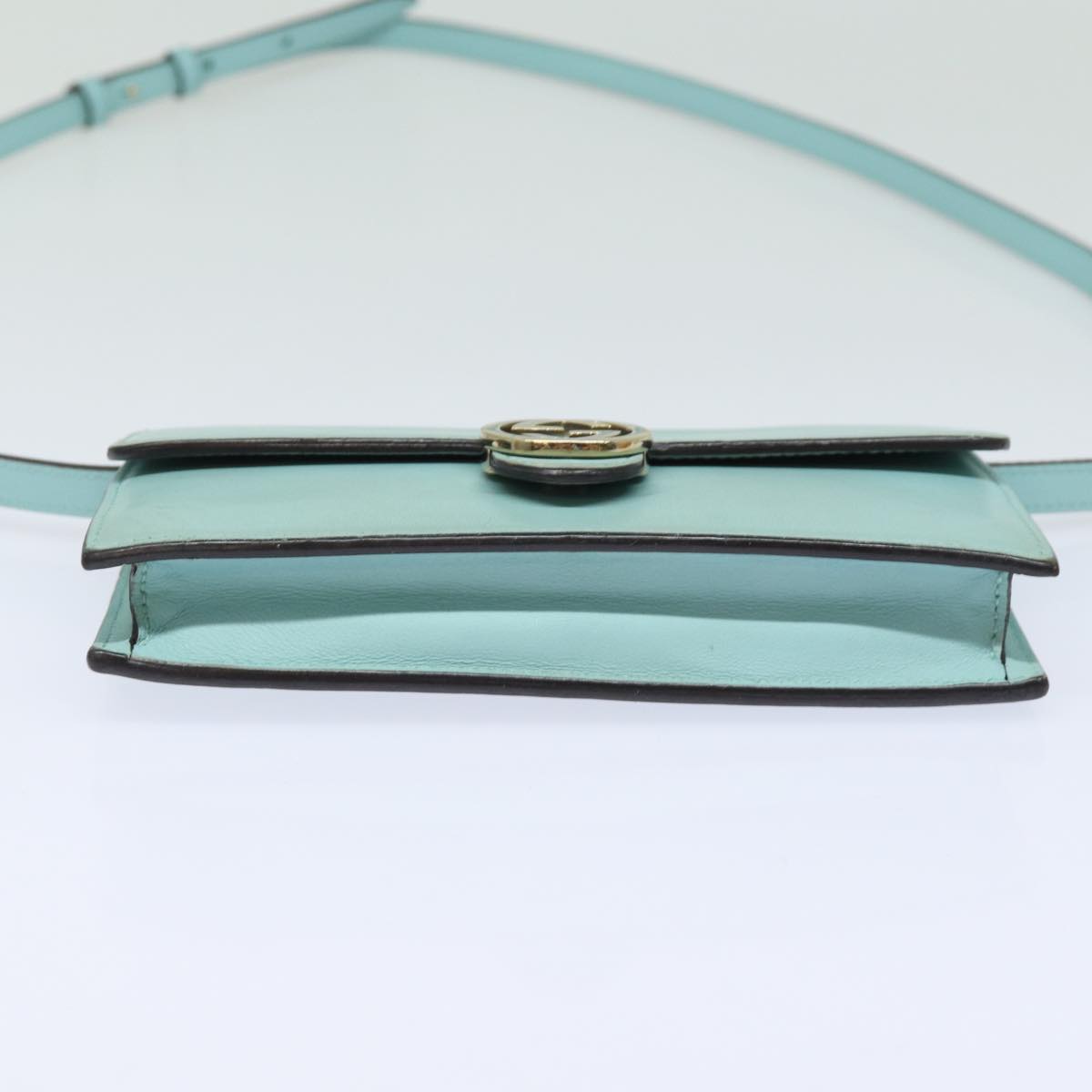 GUCCI Shoulder Wallet Leather Light Blue 369664 mr248