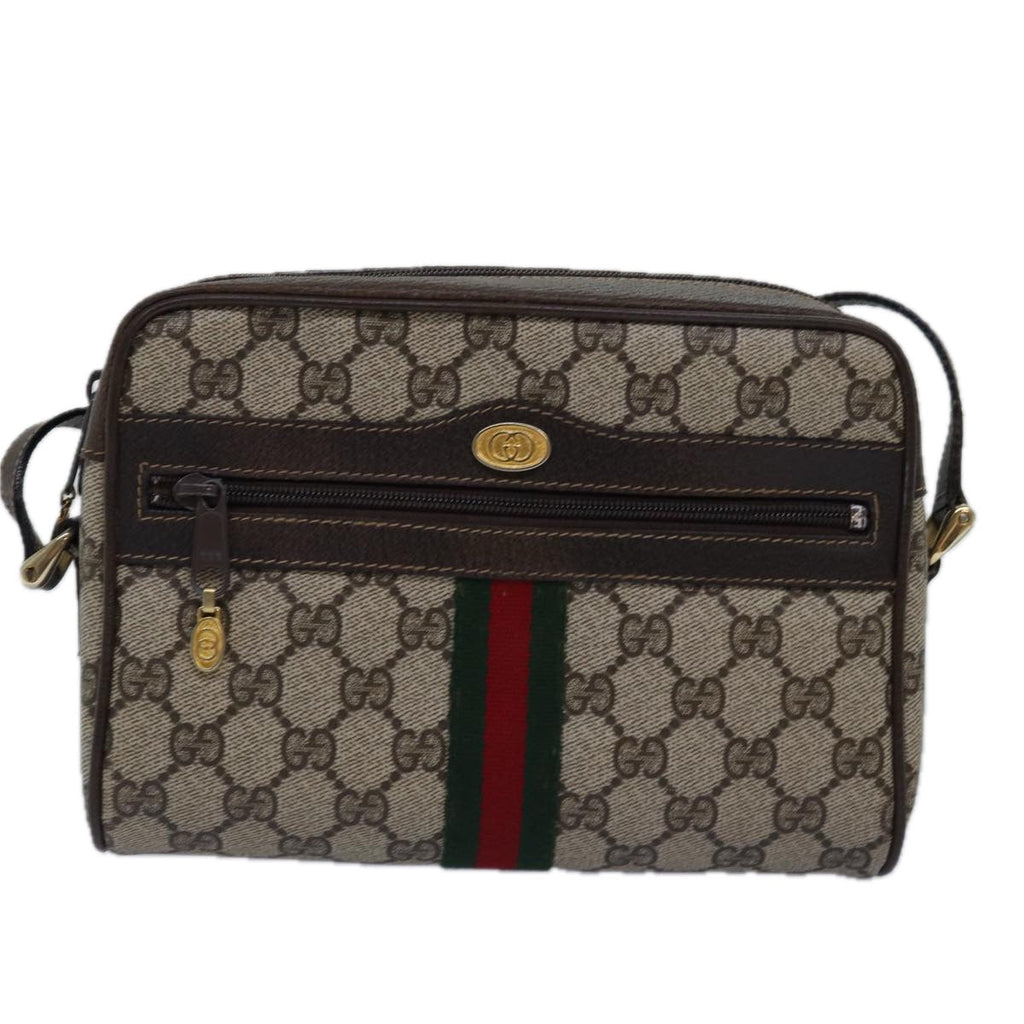 GUCCI GG Supreme Web Sherry Line Shoulder Bag PVC Beige Red Green mr249