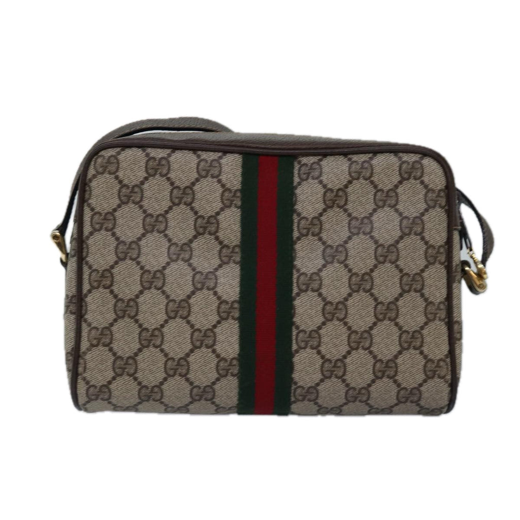 GUCCI GG Supreme Web Sherry Line Shoulder Bag PVC Beige Red Green mr249