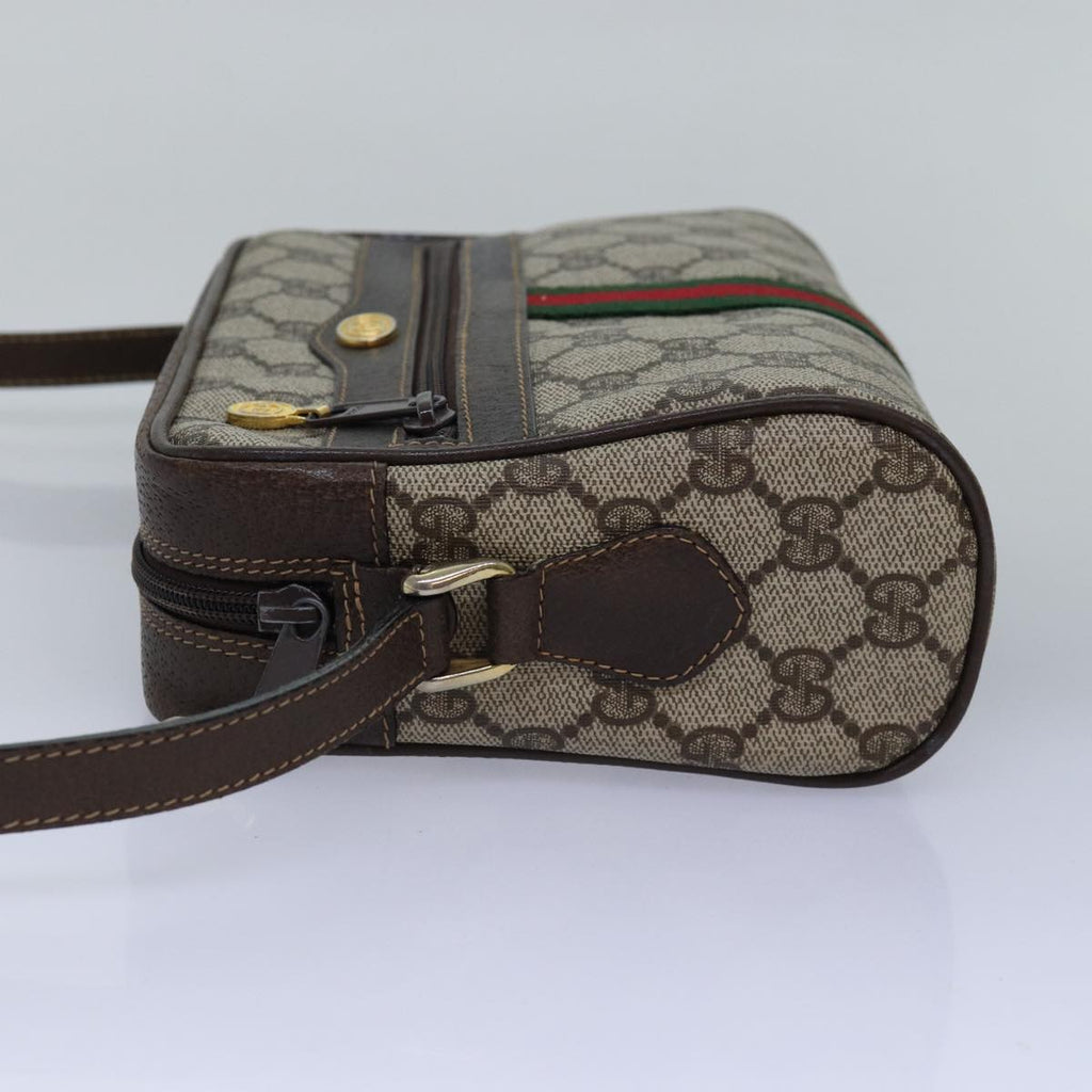 GUCCI GG Supreme Web Sherry Line Shoulder Bag PVC Beige Red Green mr249