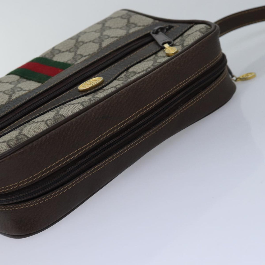 GUCCI GG Supreme Web Sherry Line Shoulder Bag PVC Beige Red Green mr249