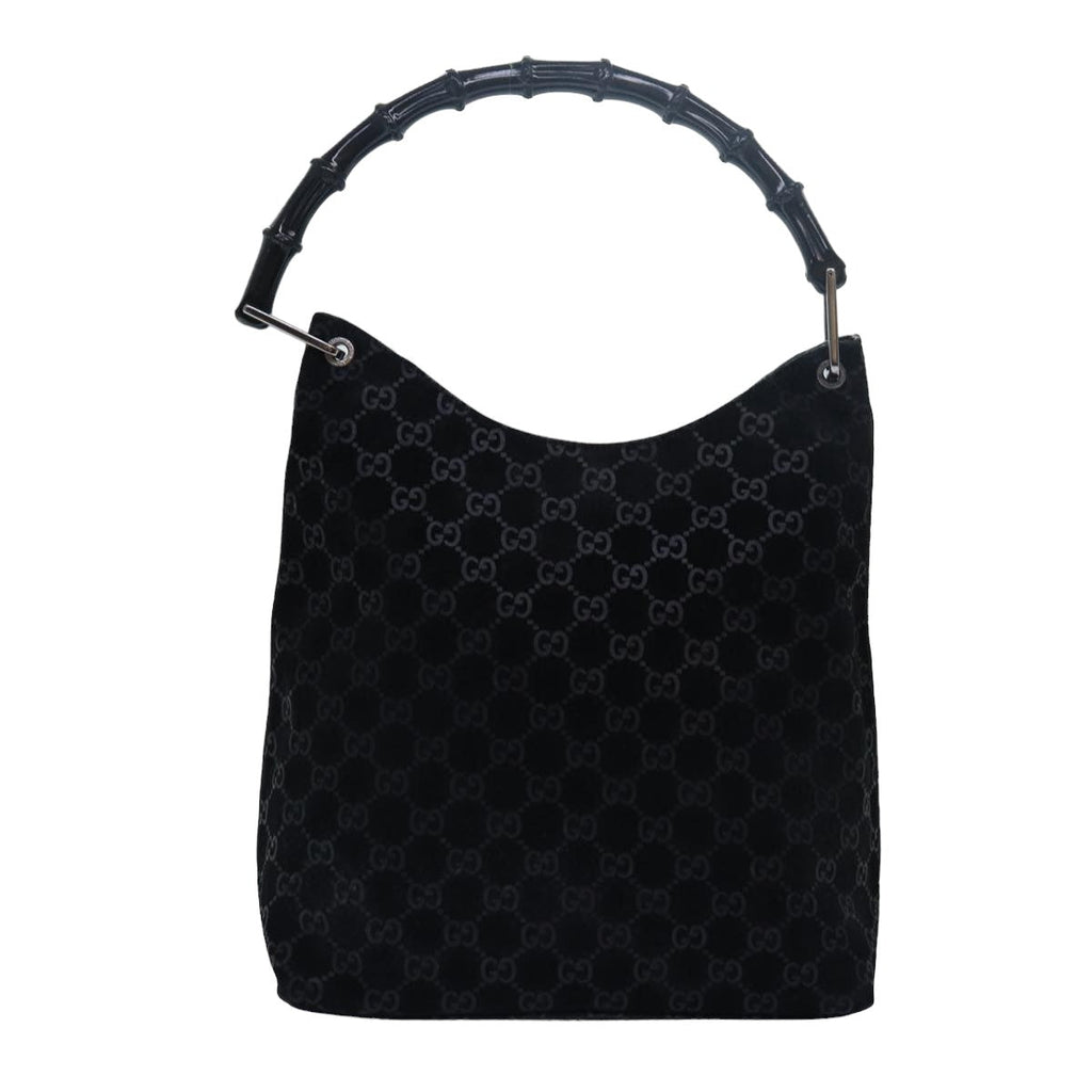 GUCCI Bamboo GG Canvas Shoulder Bag Black mr291
