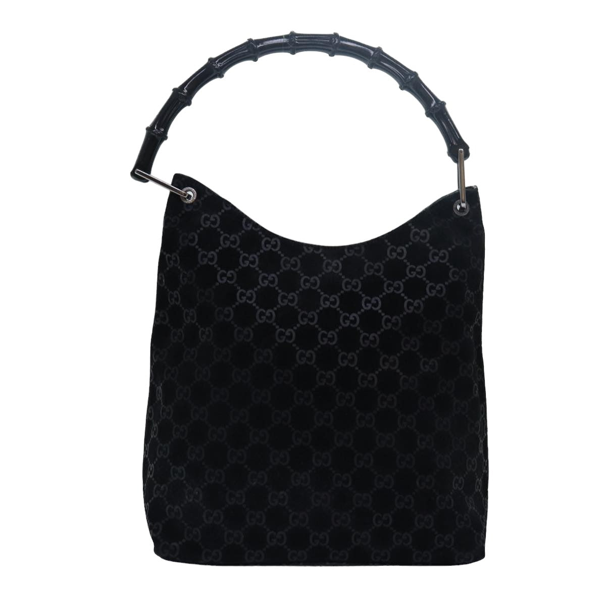 GUCCI Bamboo GG Canvas Shoulder Bag Black mr291