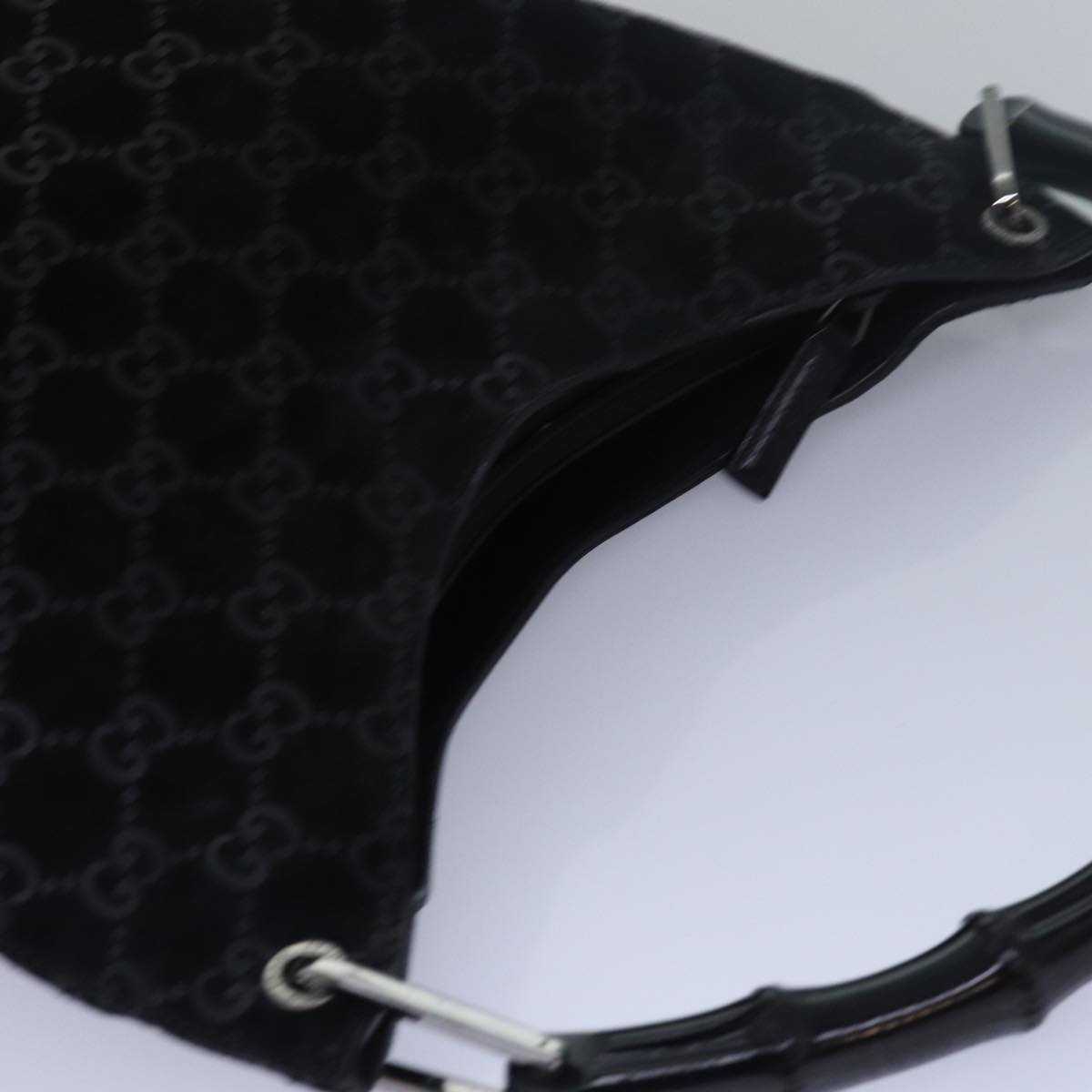 GUCCI Bamboo GG Canvas Shoulder Bag Black mr291