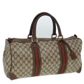 GUCCI GG Supreme Web Sherry Line Boston Bag PVC Leather Beige Red mr334