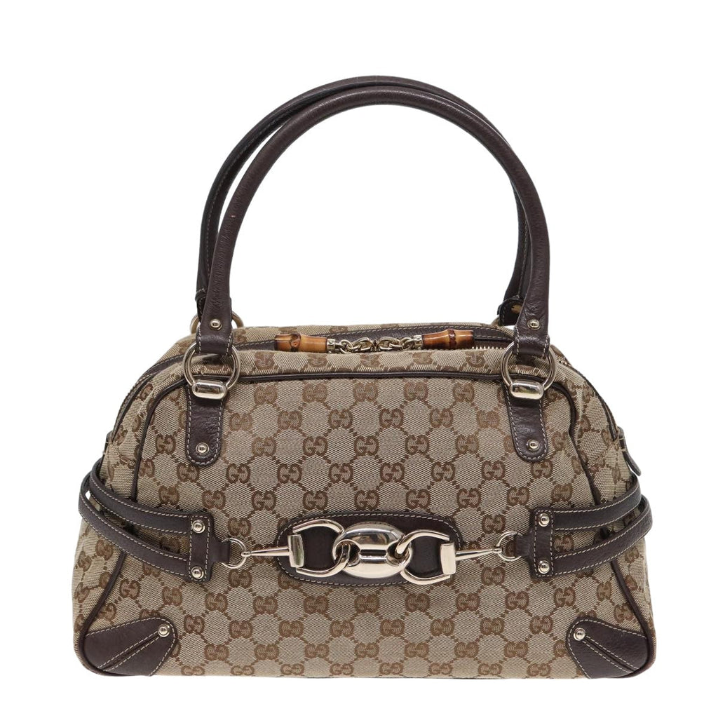 GUCCI Horsebit GG Canvas Boston Bag Beige 159398 mr355