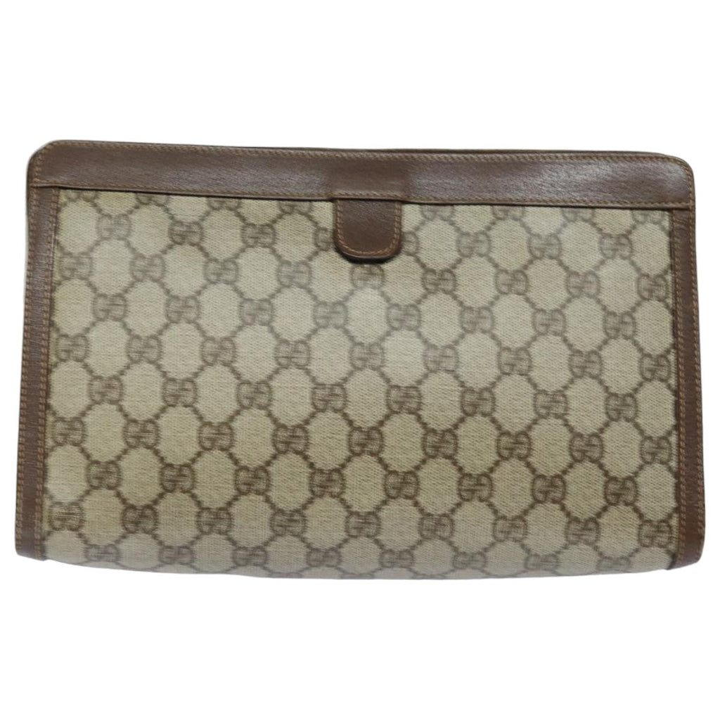GUCCI GG Supreme Web Sherry Line Clutch Bag PVC Beige Red 156 01 033 mr361