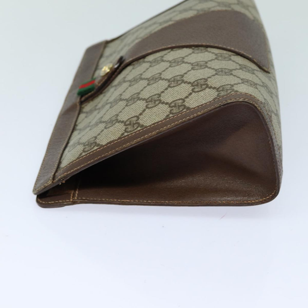 GUCCI GG Supreme Web Sherry Line Clutch Bag PVC Beige Red 156 01 033 mr361