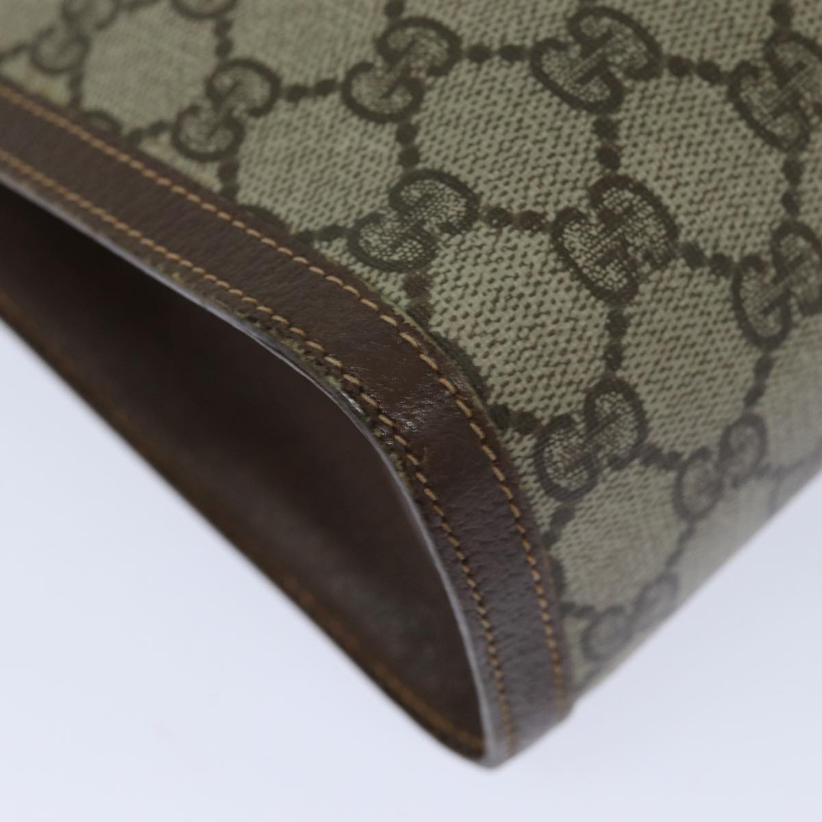 GUCCI GG Supreme Web Sherry Line Clutch Bag PVC Beige Red 156 01 033 mr361