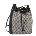 GUCCI GG Supreme Sherry Line Shoulder Bag PVC Navy Red 41 02 034 mr362
