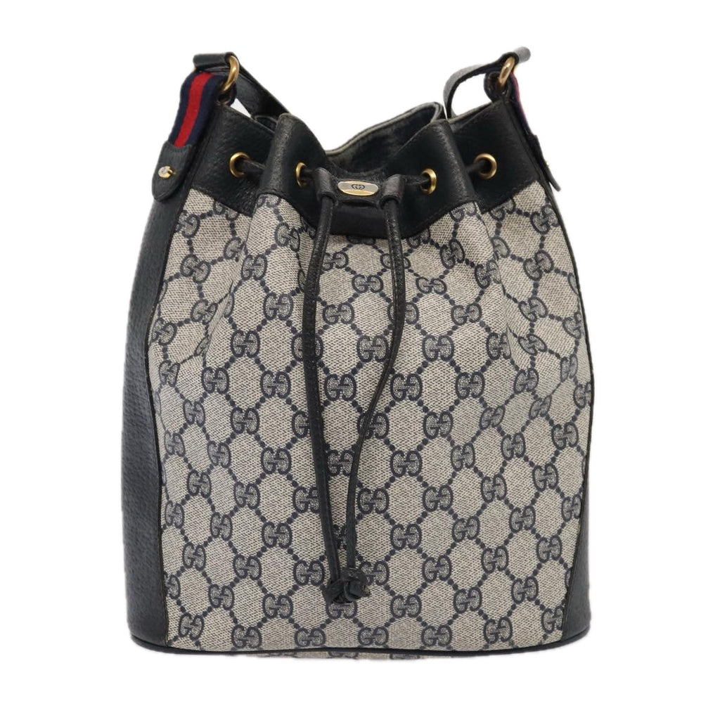 GUCCI GG Supreme Sherry Line Shoulder Bag PVC Navy Red 41 02 034 mr362